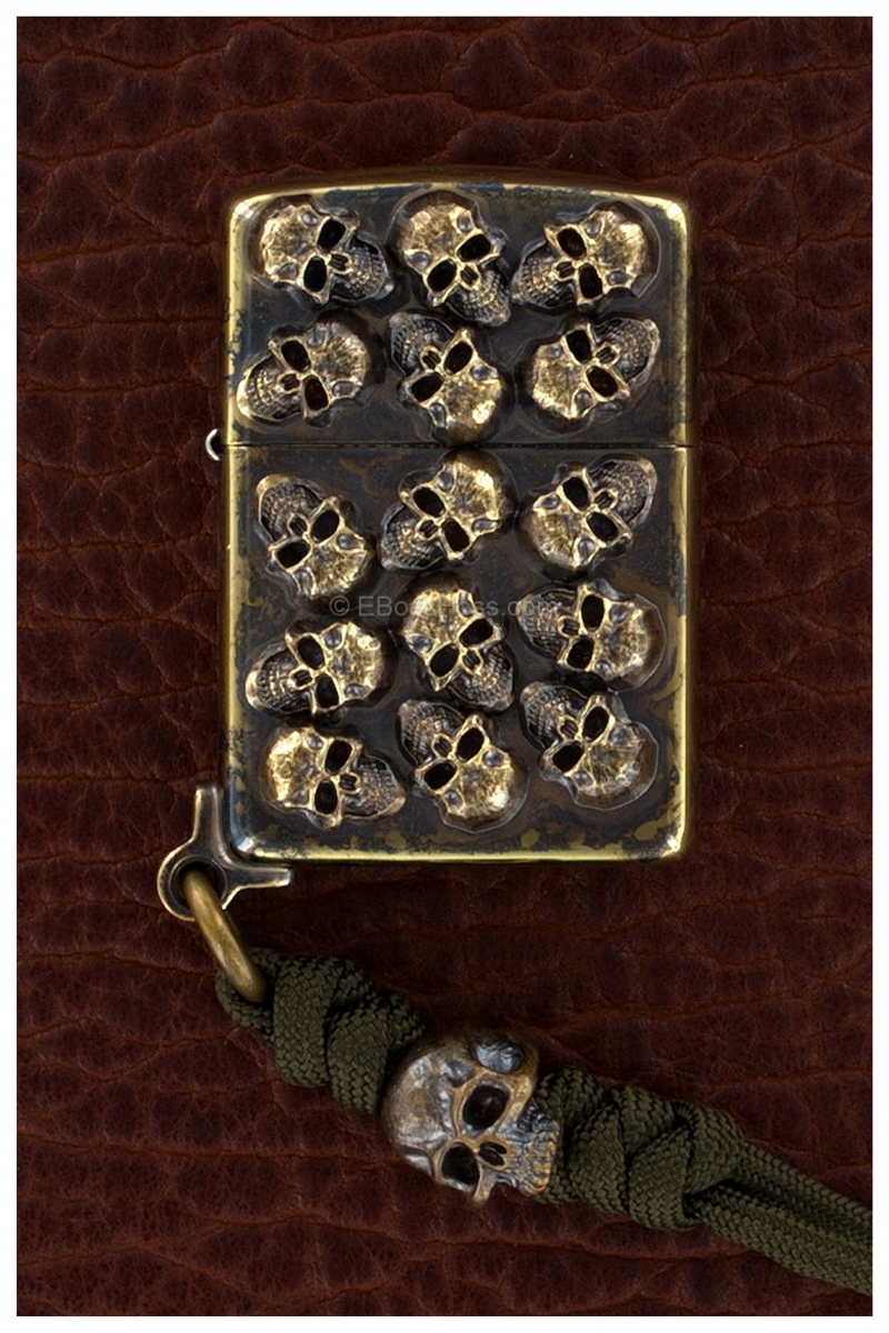  Steel Flame Custom Bronze Pile of Skulls Zippo