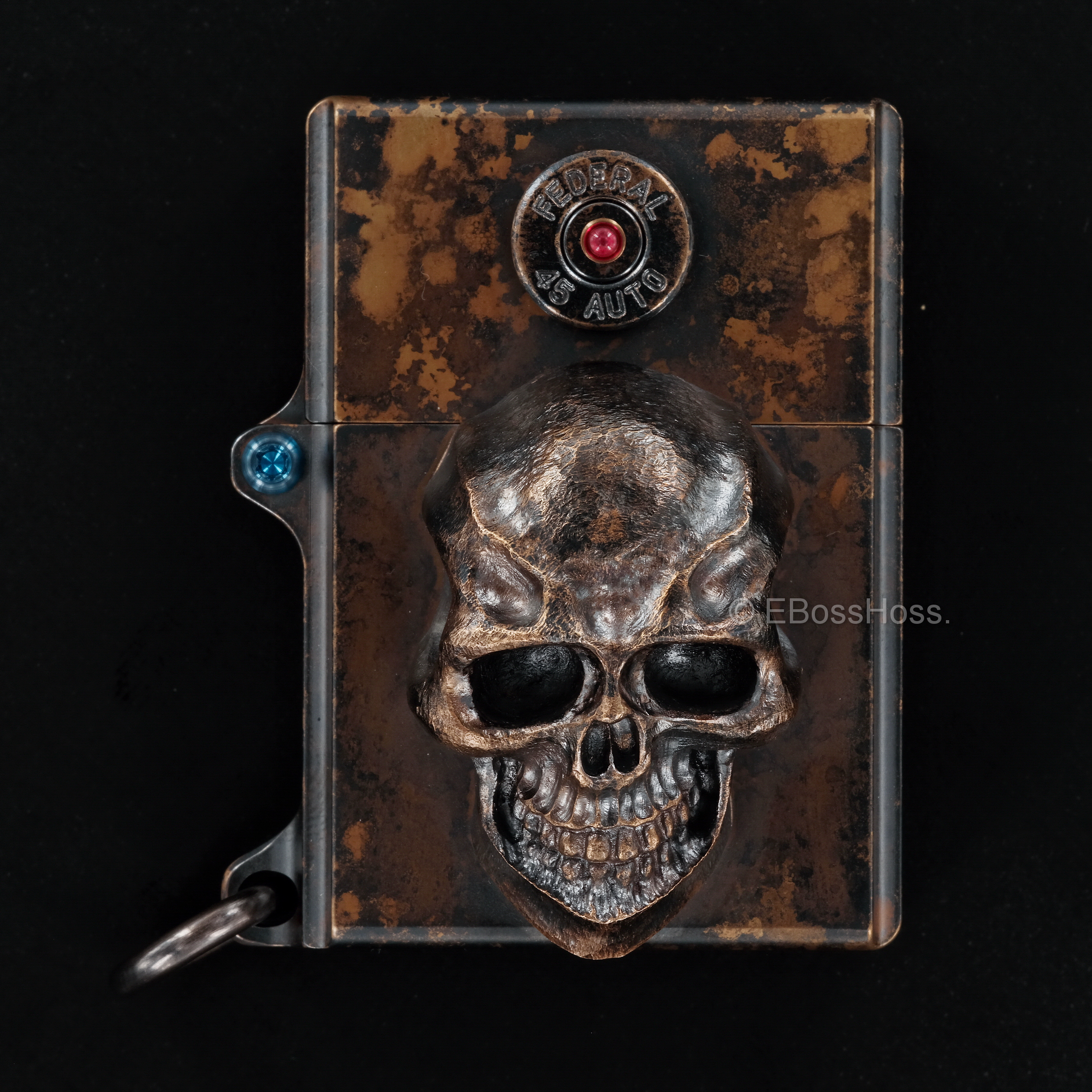 Steel Flame 3D Sledge Lighter - ONE - with XXL Darkness Skull &amp; Vigilant 45 Casing -- by Derrick Obatake