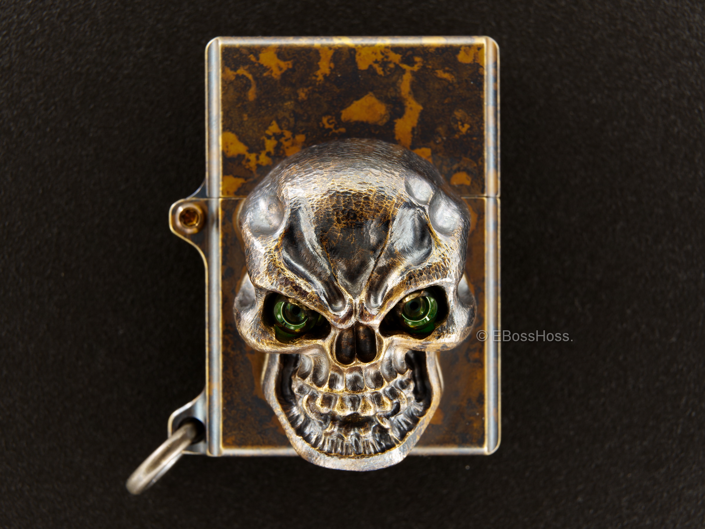 Steel Flame  -ONE- Custom Sledge Lighter - with a Goliath Olive Green Vigilant Hardness -- by Derrick Obatake