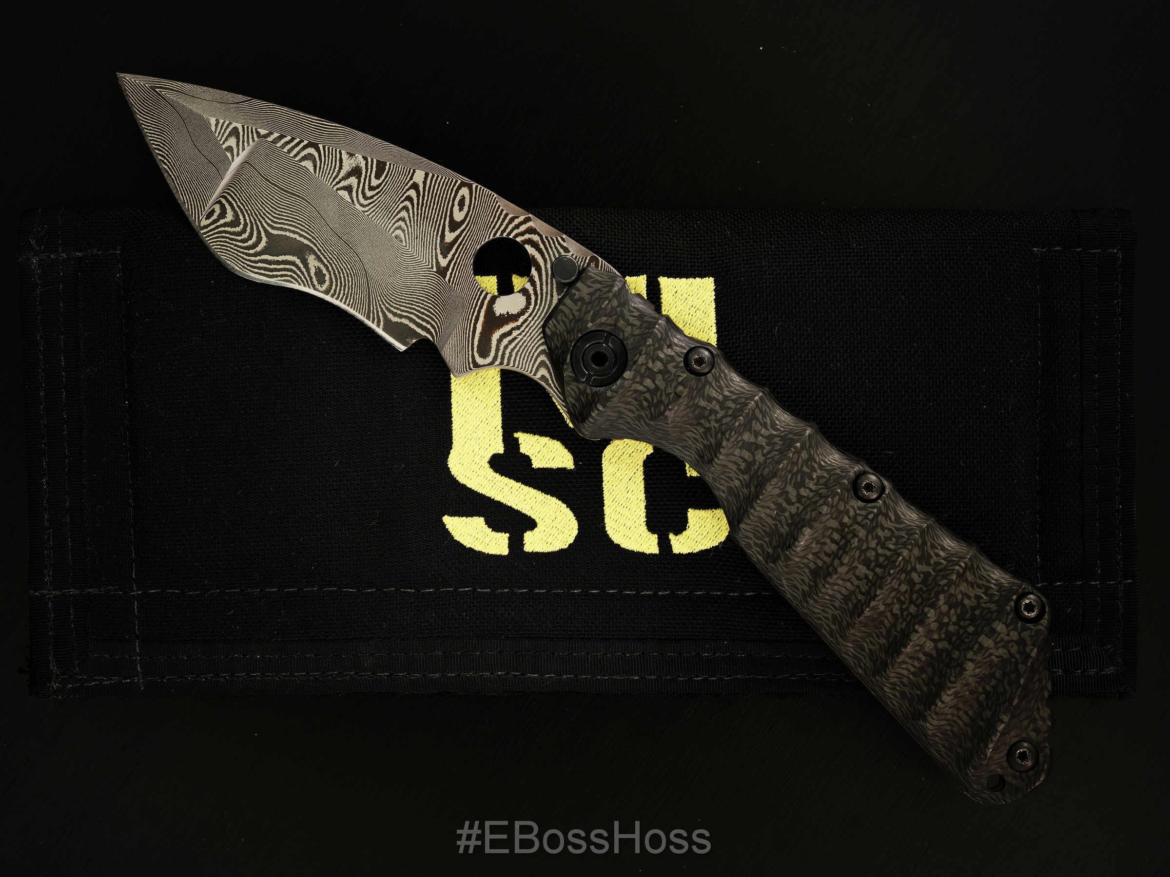 Mick Strider Custom (MSC) Damascus 'Big Belly' XL - Carbon Fiber