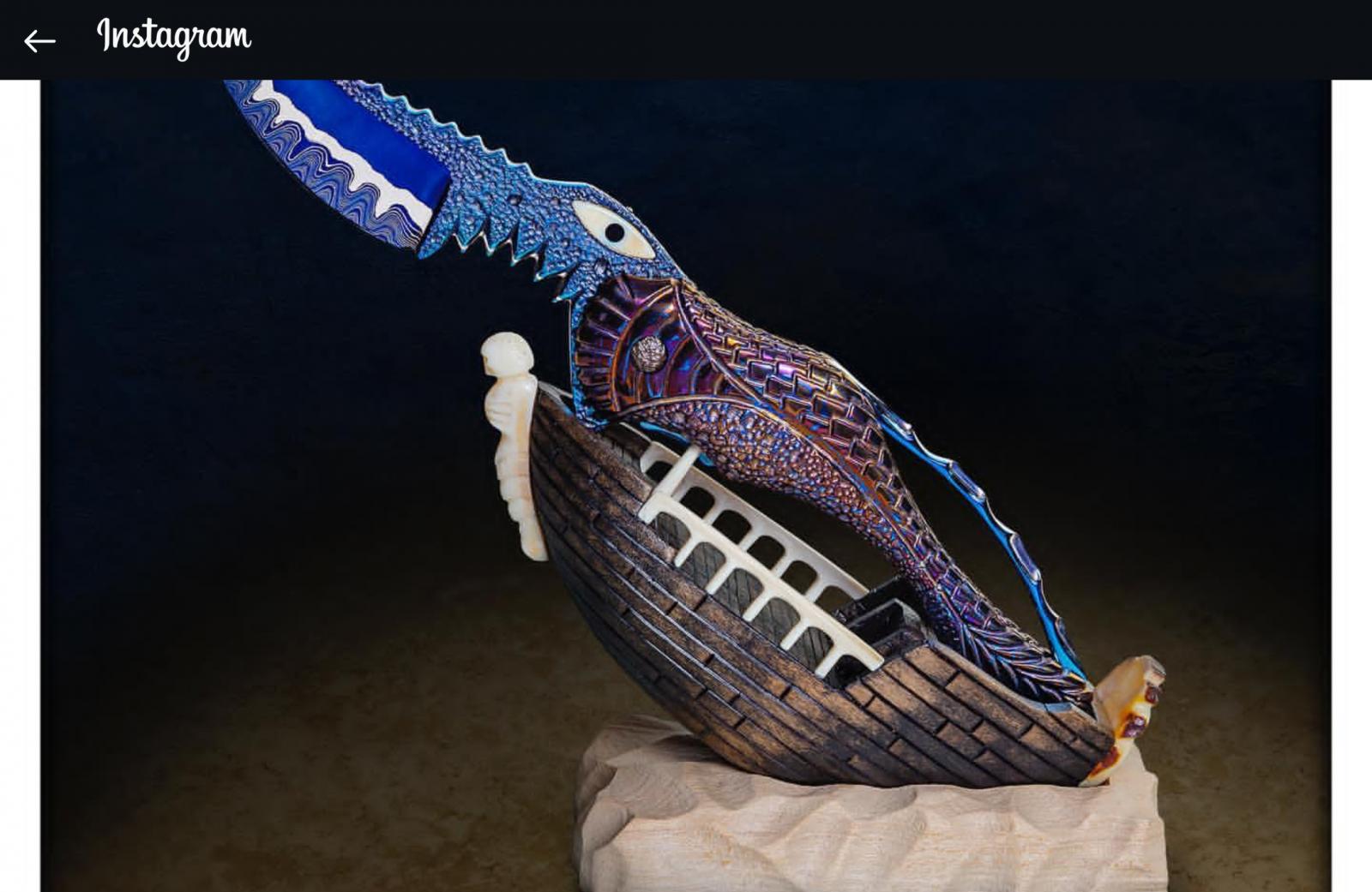 Corey Martin Sole-Authored Custom Very Deluxe ''Shipwreck'' Knife and Disply Stand